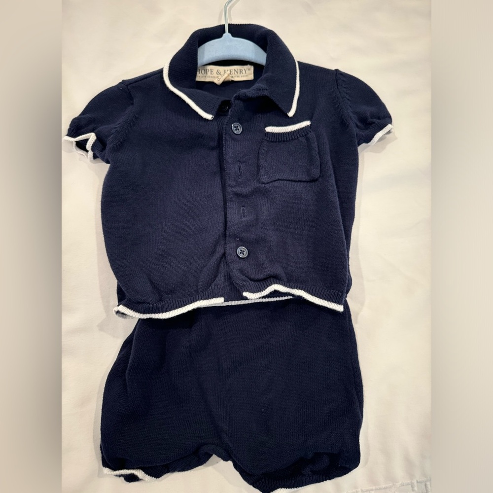 Hope & Henry Navy Polo Sweater Set